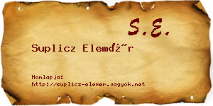 Suplicz Elemér névjegykártya